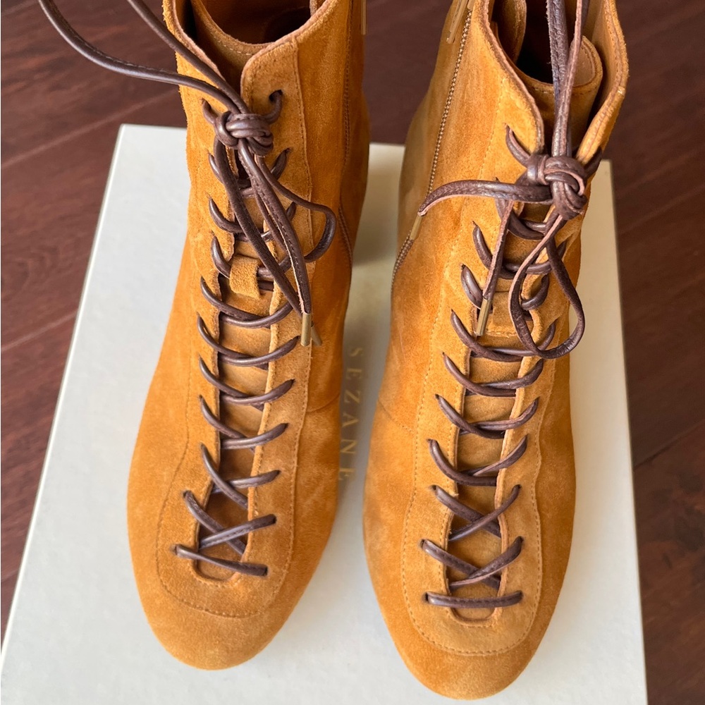 Sezane Sandy Suede Lace-Up Ankle Boots - Picture 5 of 10